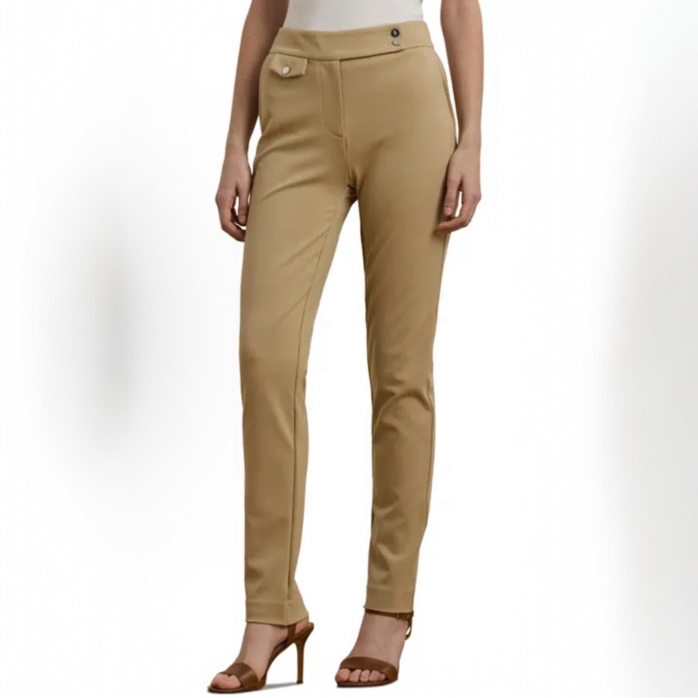 NWT Lauren Ralph Lauren Women's Ponte Ankle Pant Birch Tan